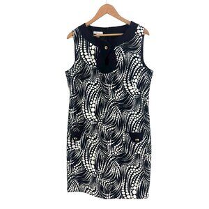 Dressbarn Black & White Print Keyhole Sleeveless Shift Dress w/Pockets Size 16‎